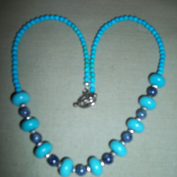 VIntage Genuine  TURQUOISE/LAPIS/SILVER  NECKLACE HANDMADE in USA - Picture 4 of 4